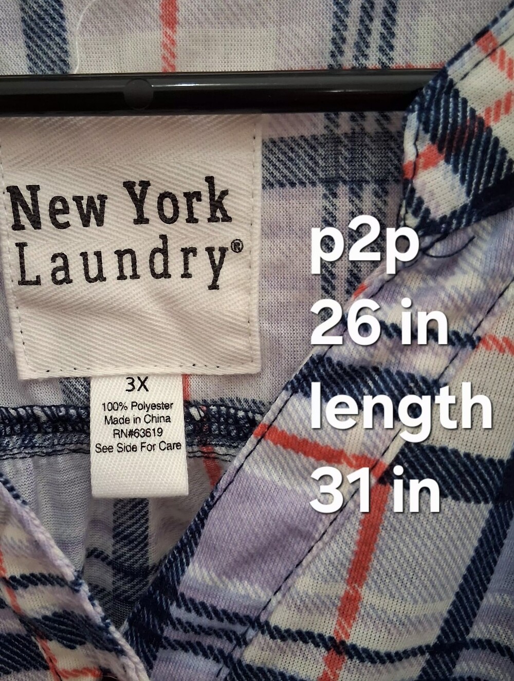 NY LAUNDRY Plaid Sleeveless Tee Top Size Fit 2X/3X - Picture 4 of 4